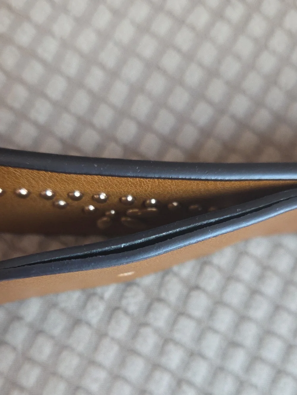 Men's or Women's Tan Leather Belt with Gold Studs and Buckle